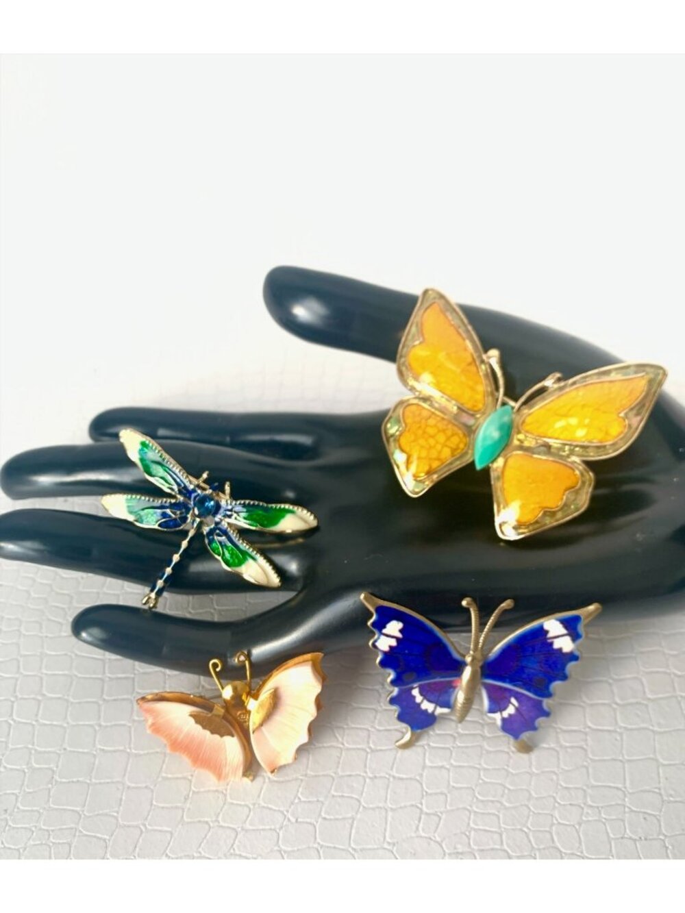 3 Butterfly & 1 Dragonfly Brooch Collection Butterflies Vintage